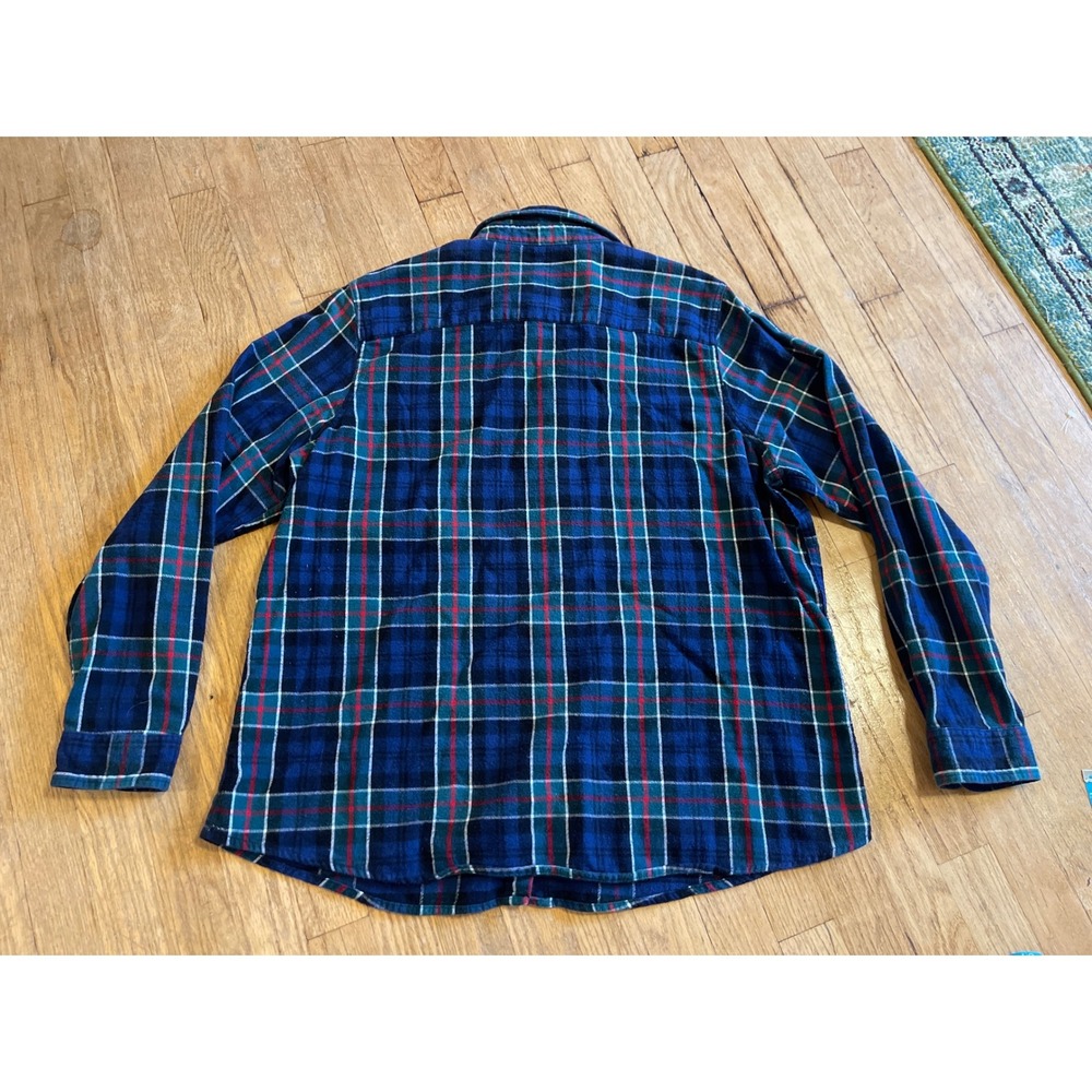 LLBean Relaxed Fit Flannel Blue Plaid Long Sleeve XL Cotton Warm Lumberjack - Picture 7 of 8
